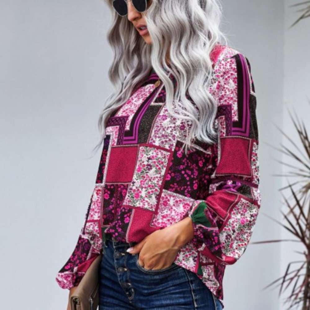 romantic rose patchwork blouse - Picture 3 of 6